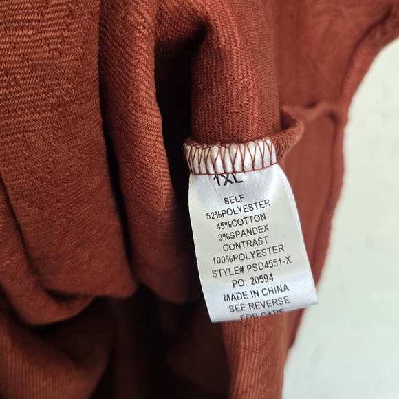 NWT Polagram Thick Rust Orange Puff Sleeve Dress, XL - Picture 10 of 11